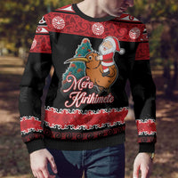 New Zealand Christmas Ugly Christmas Sweater Funny Santa Riding Kiwi Meri Kirihimete LT05 - Polynesian Pride