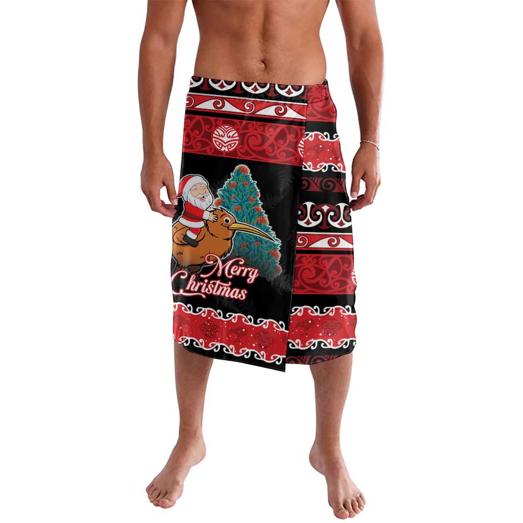New Zealand Christmas Lavalava Funny Santa Riding Kiwi Meri Kirihimete LT05 Black - Polynesian Pride
