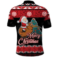 New Zealand Christmas Polo Shirt Funny Santa Riding Kiwi Meri Kirihimete LT05 - Polynesian Pride