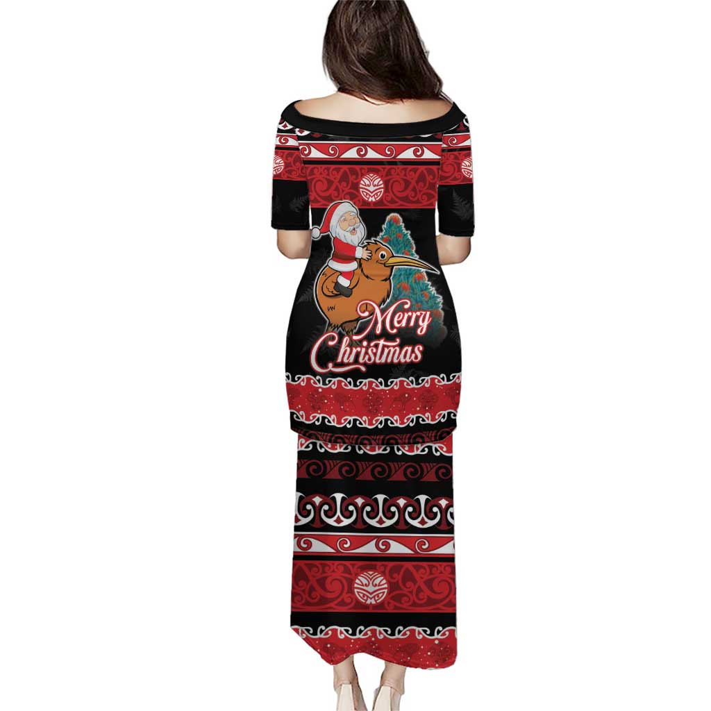 New Zealand Christmas Puletasi Funny Santa Riding Kiwi Meri Kirihimete LT05 - Polynesian Pride
