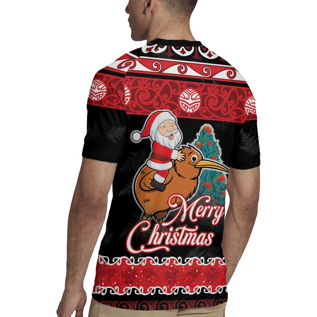 New Zealand Christmas Rugby Jersey Funny Santa Riding Kiwi Meri Kirihimete LT05 - Polynesian Pride