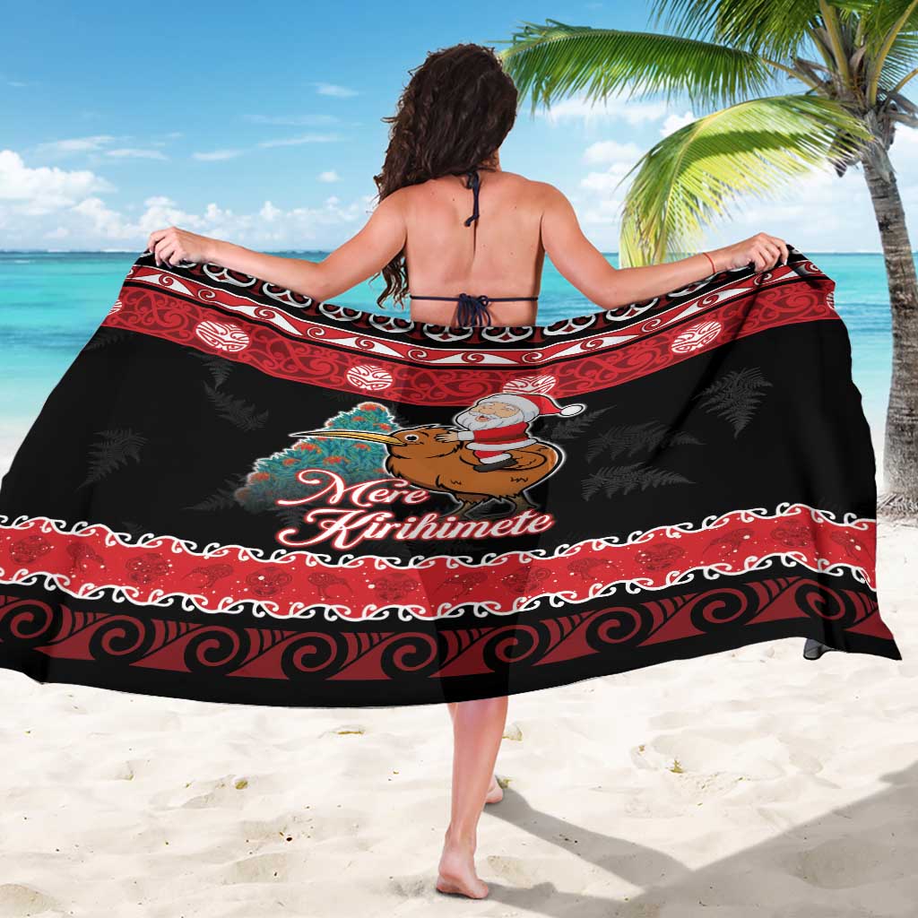 New Zealand Christmas Sarong Funny Santa Riding Kiwi Meri Kirihimete LT05 - Polynesian Pride