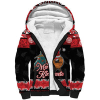 New Zealand Christmas Sherpa Hoodie Funny Santa Riding Kiwi Meri Kirihimete LT05 Unisex Black - Polynesian Pride