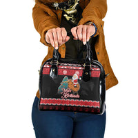 New Zealand Christmas Shoulder Handbag Funny Santa Riding Kiwi Meri Kirihimete LT05 One Size Black - Polynesian Pride