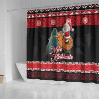 New Zealand Christmas Shower Curtain Funny Santa Riding Kiwi Meri Kirihimete LT05 - Polynesian Pride