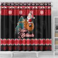 New Zealand Christmas Shower Curtain Funny Santa Riding Kiwi Meri Kirihimete LT05 - Polynesian Pride