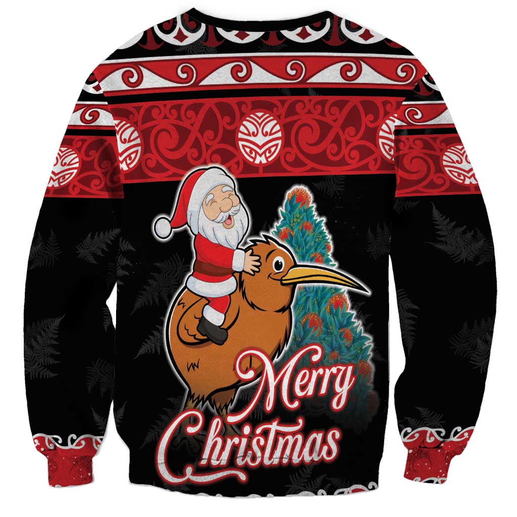 New Zealand Christmas Sweatshirt Funny Santa Riding Kiwi Meri Kirihimete LT05 - Polynesian Pride
