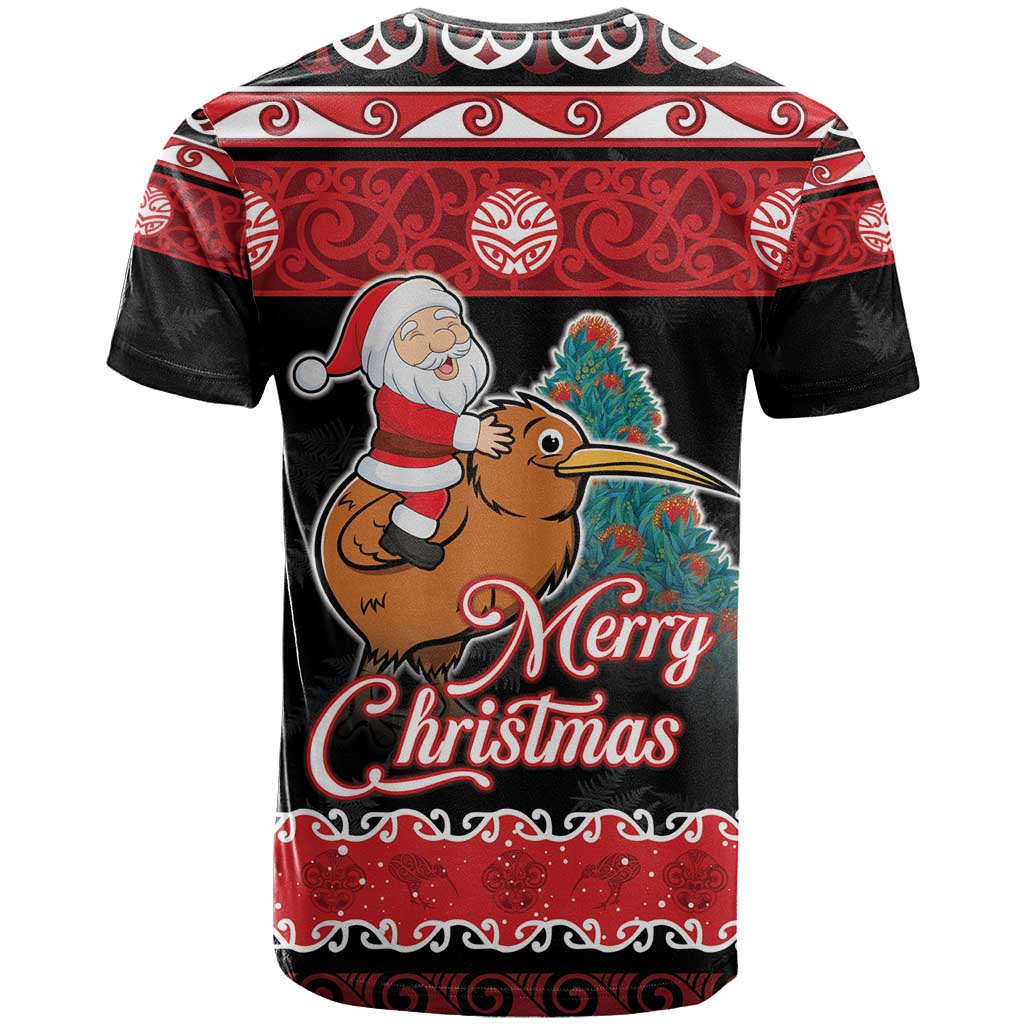 New Zealand Christmas T Shirt Funny Santa Riding Kiwi Meri Kirihimete LT05 - Polynesian Pride