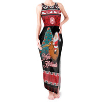New Zealand Christmas Tank Maxi Dress Funny Santa Riding Kiwi Meri Kirihimete LT05 Women Black - Polynesian Pride
