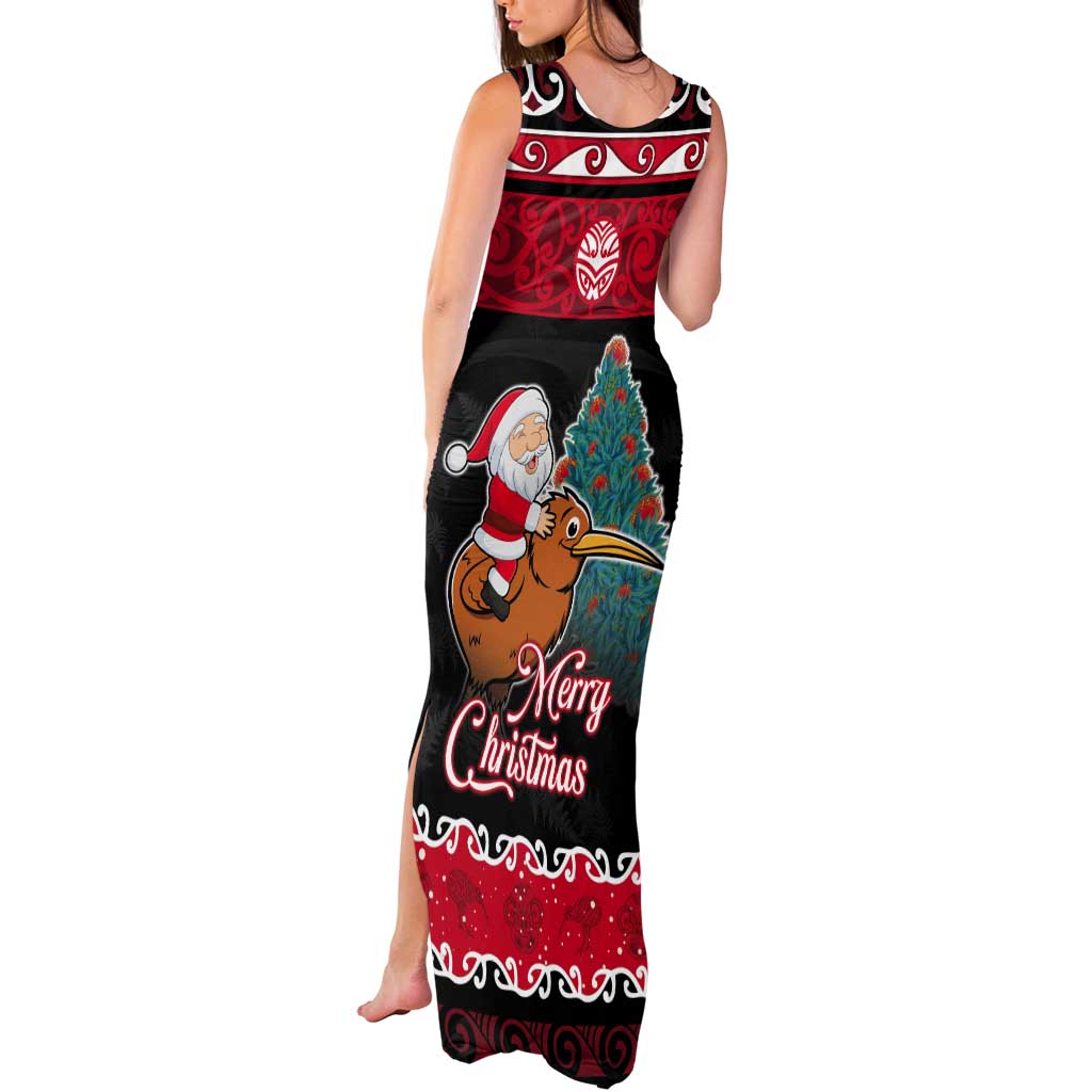 New Zealand Christmas Tank Maxi Dress Funny Santa Riding Kiwi Meri Kirihimete LT05 - Polynesian Pride
