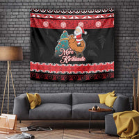 New Zealand Christmas Tapestry Funny Santa Riding Kiwi Meri Kirihimete LT05 Black - Polynesian Pride