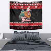 New Zealand Christmas Tapestry Funny Santa Riding Kiwi Meri Kirihimete LT05 - Polynesian Pride