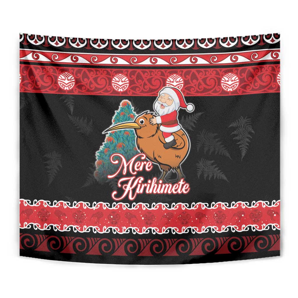 New Zealand Christmas Tapestry Funny Santa Riding Kiwi Meri Kirihimete LT05 - Polynesian Pride