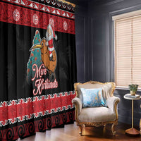 New Zealand Christmas Window Curtain Funny Santa Riding Kiwi Meri Kirihimete LT05 - Polynesian Pride