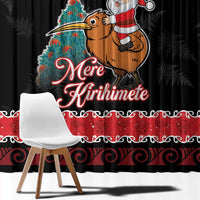 New Zealand Christmas Window Curtain Funny Santa Riding Kiwi Meri Kirihimete LT05 - Polynesian Pride