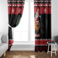 New Zealand Christmas Window Curtain Funny Santa Riding Kiwi Meri Kirihimete LT05 - Polynesian Pride