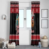 New Zealand Christmas Window Curtain Funny Santa Riding Kiwi Meri Kirihimete LT05 - Polynesian Pride