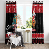 New Zealand Christmas Window Curtain Funny Santa Riding Kiwi Meri Kirihimete LT05 - Polynesian Pride