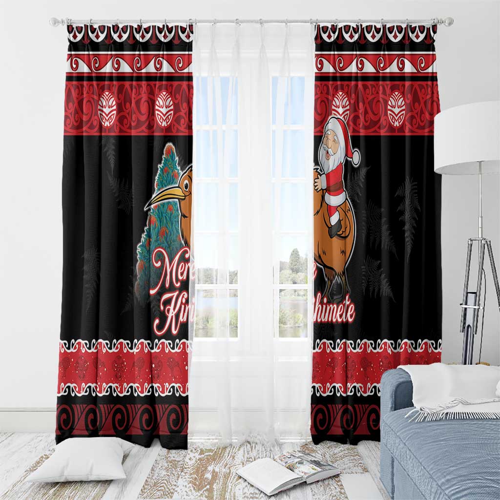 New Zealand Christmas Window Curtain Funny Santa Riding Kiwi Meri Kirihimete LT05 - Polynesian Pride