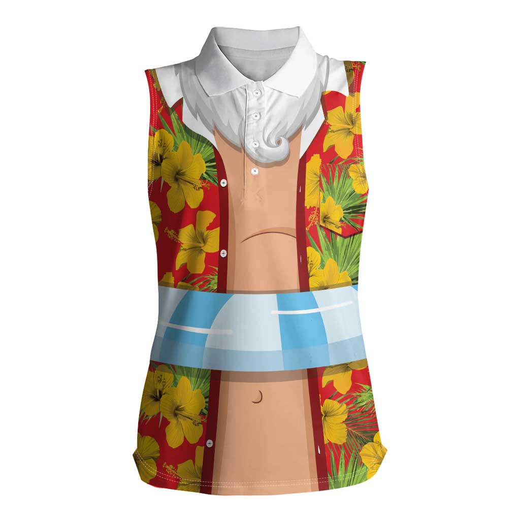 Polynesia Santa Claus Costume Women Sleeveless Polo Shirt Tropical Vibe LT05 Female Red - Polynesian Pride
