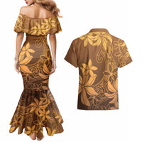 Tiare Tahiti Couples Matching Mermaid Dress and Hawaiian Shirt Brown Polynesia Motifs LT05 - Polynesian Pride