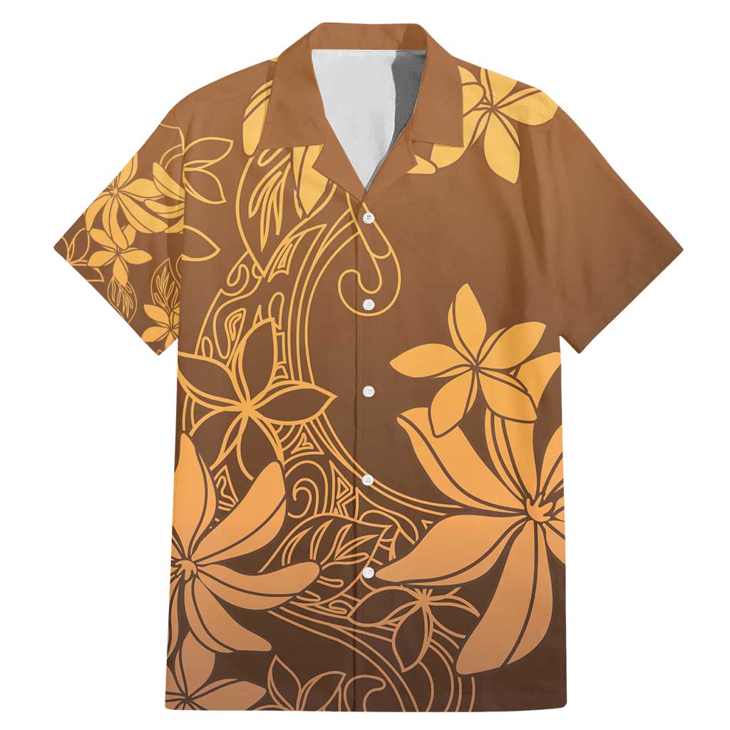 Tiare Tahiti Family Matching Mermaid Dress and Hawaiian Shirt Brown Polynesia Motifs LT05 Dad's Shirt - Short Sleeve Brown - Polynesian Pride
