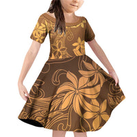Tiare Tahiti Family Matching Off Shoulder Short Dress and Hawaiian Shirt Brown Polynesia Motifs LT05 Daughter's Dress Brown - Polynesian Pride