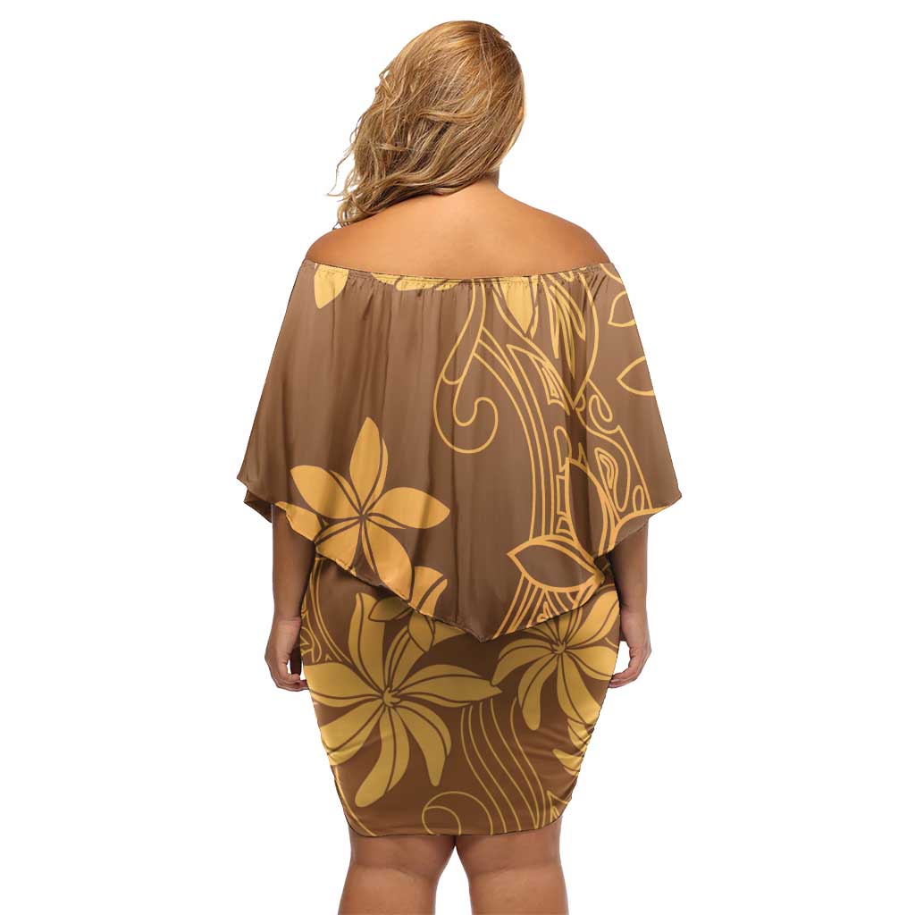 Tiare Tahiti Family Matching Off Shoulder Short Dress and Hawaiian Shirt Brown Polynesia Motifs LT05 - Polynesian Pride