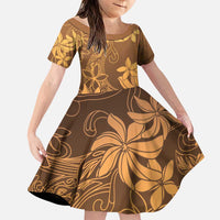 Tiare Tahiti Family Matching Puletasi and Hawaiian Shirt Brown Polynesia Motifs LT05 Daughter's Dress Brown - Polynesian Pride