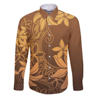 Tiare Tahiti Family Matching Puletasi and Hawaiian Shirt Brown Polynesia Motifs LT05 Dad's Shirt - Long Sleeve Brown - Polynesian Pride