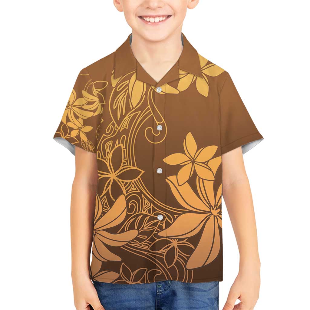 Tiare Tahiti Family Matching Puletasi and Hawaiian Shirt Brown Polynesia Motifs LT05 Son's Shirt Brown - Polynesian Pride