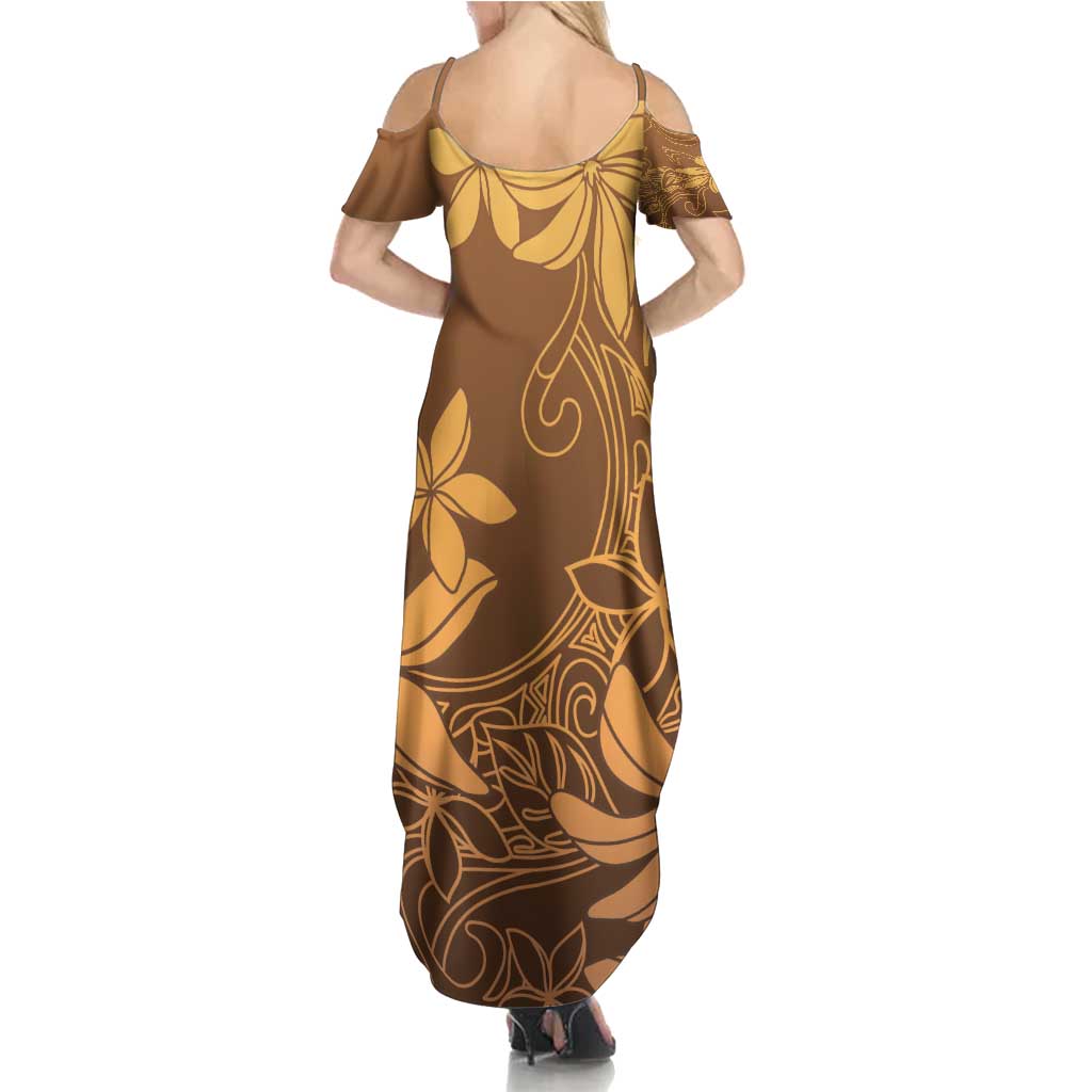 Tiare Tahiti Family Matching Summer Maxi Dress and Hawaiian Shirt Brown Polynesia Motifs LT05 - Polynesian Pride