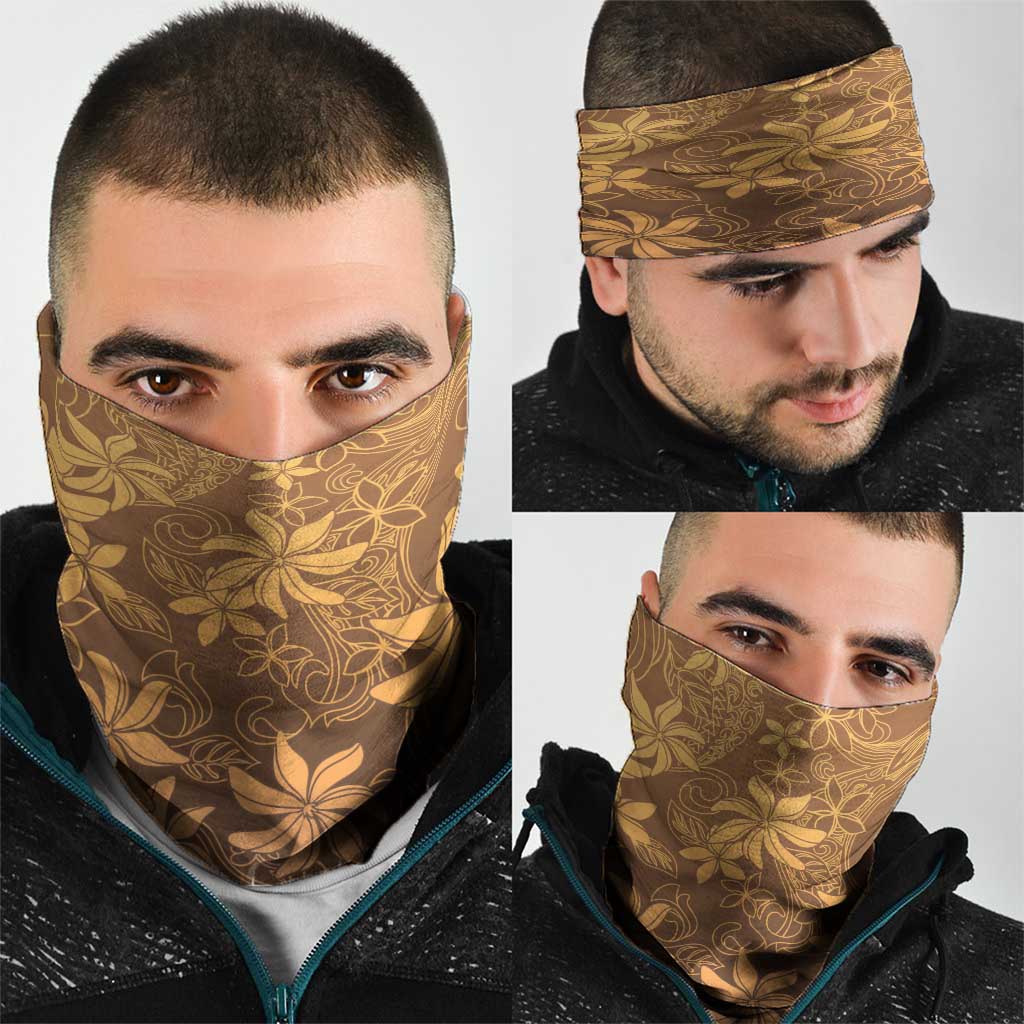 Tiare Tahiti Neck Gaiter Brown Polynesia Motifs - Polynesian Pride