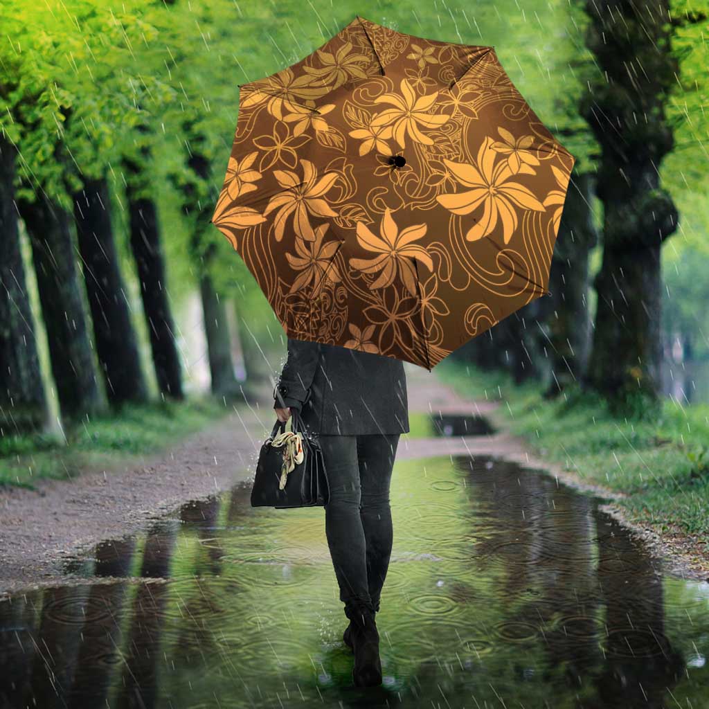 Tiare Tahiti Umbrella Brown Polynesia Motifs - Polynesian Pride