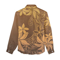 Tiare Tahiti Women Casual Shirt Brown Polynesia Motifs - Polynesian Pride
