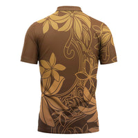 Tiare Tahiti Zipper Polo Shirt Brown Polynesia Motifs - Polynesian Pride