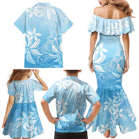 Tiare Tahiti Family Matching Mermaid Dress and Hawaiian Shirt Blue Polynesia Motifs LT05 - Polynesian Pride