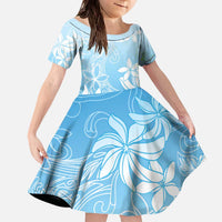 Tiare Tahiti Family Matching Off The Shoulder Long Sleeve Dress and Hawaiian Shirt Blue Polynesia Motifs LT05 Daughter's Dress Blue - Polynesian Pride
