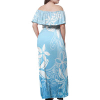 Tiare Tahiti Family Matching Off Shoulder Maxi Dress and Hawaiian Shirt Blue Polynesia Motifs LT05 - Polynesian Pride