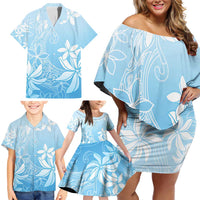 Tiare Tahiti Family Matching Off Shoulder Short Dress and Hawaiian Shirt Blue Polynesia Motifs LT05 - Polynesian Pride