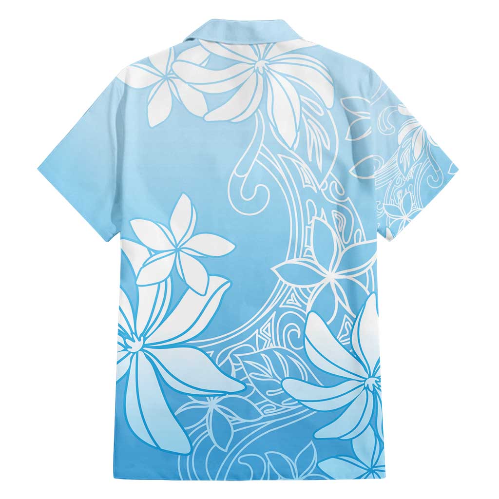 Tiare Tahiti Family Matching Off Shoulder Short Dress and Hawaiian Shirt Blue Polynesia Motifs LT05 - Polynesian Pride