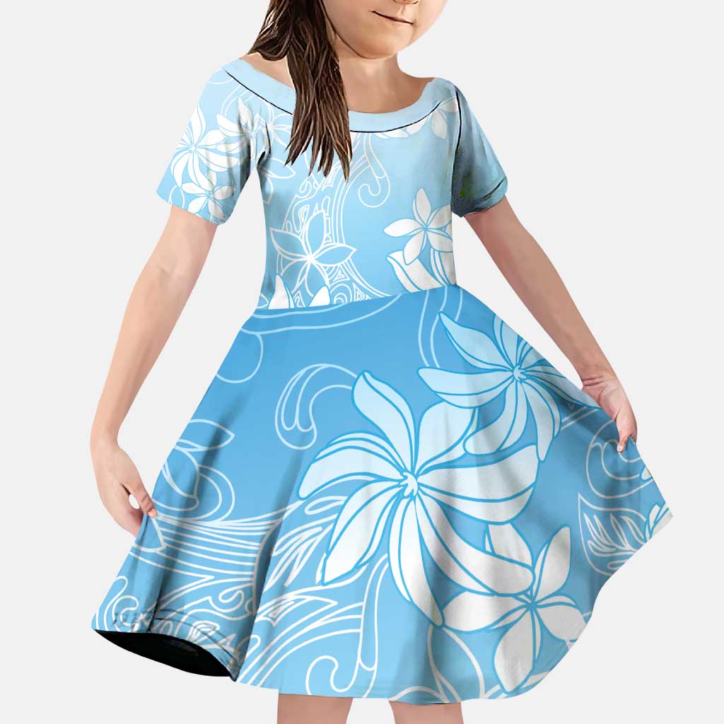 Tiare Tahiti Family Matching Puletasi and Hawaiian Shirt Blue Polynesia Motifs LT05 Daughter's Dress Blue - Polynesian Pride