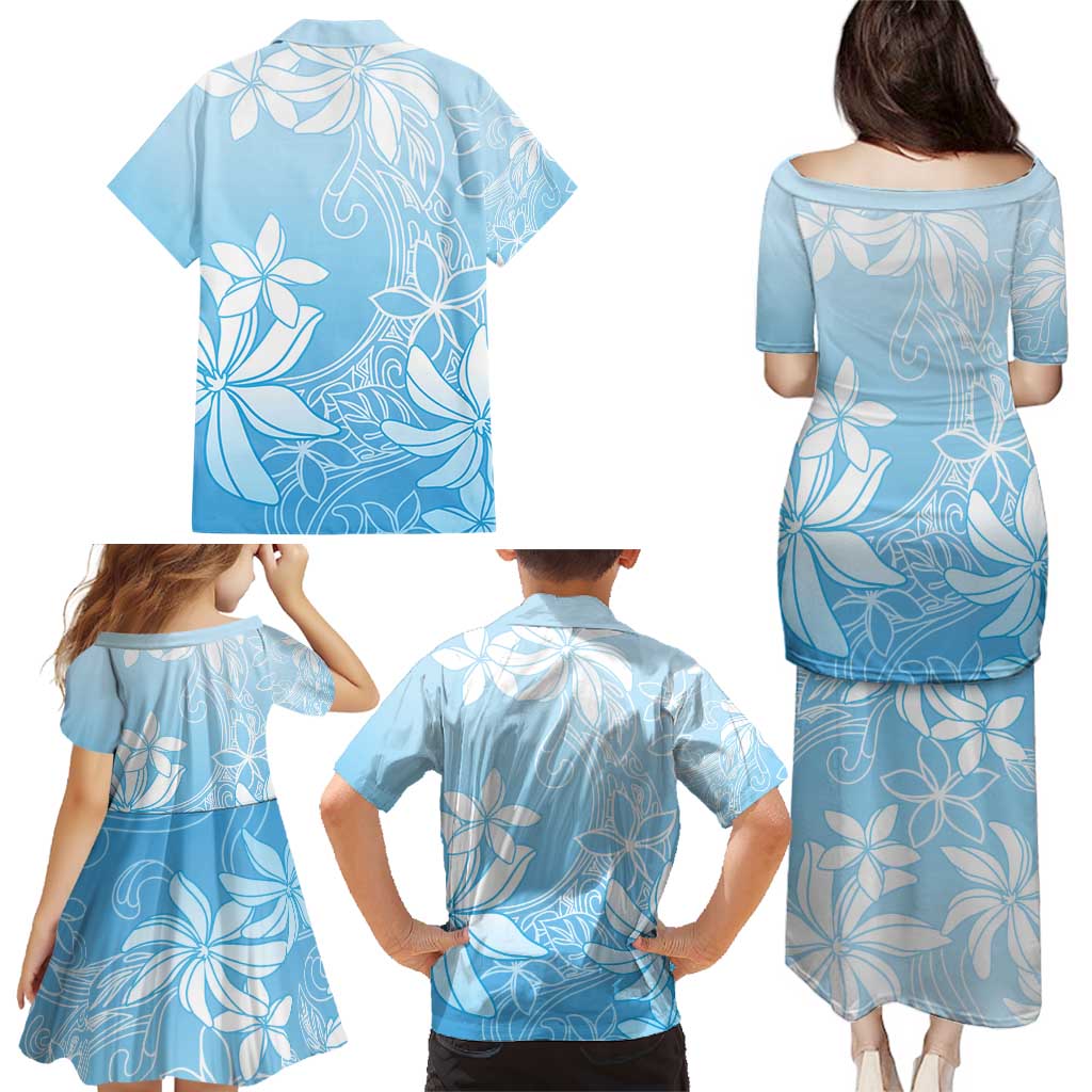 Tiare Tahiti Family Matching Puletasi and Hawaiian Shirt Blue Polynesia Motifs LT05 - Polynesian Pride