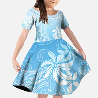Tiare Tahiti Family Matching Summer Maxi Dress and Hawaiian Shirt Blue Polynesia Motifs LT05 Daughter's Dress Blue - Polynesian Pride