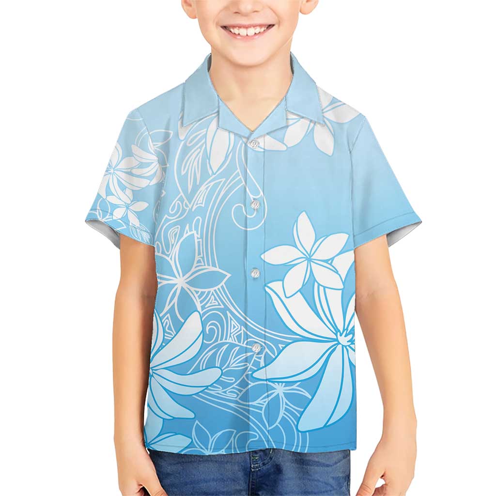 Tiare Tahiti Kid Hawaiian Shirt Blue Polynesia Motifs LT05 Kid Blue - Polynesian Pride