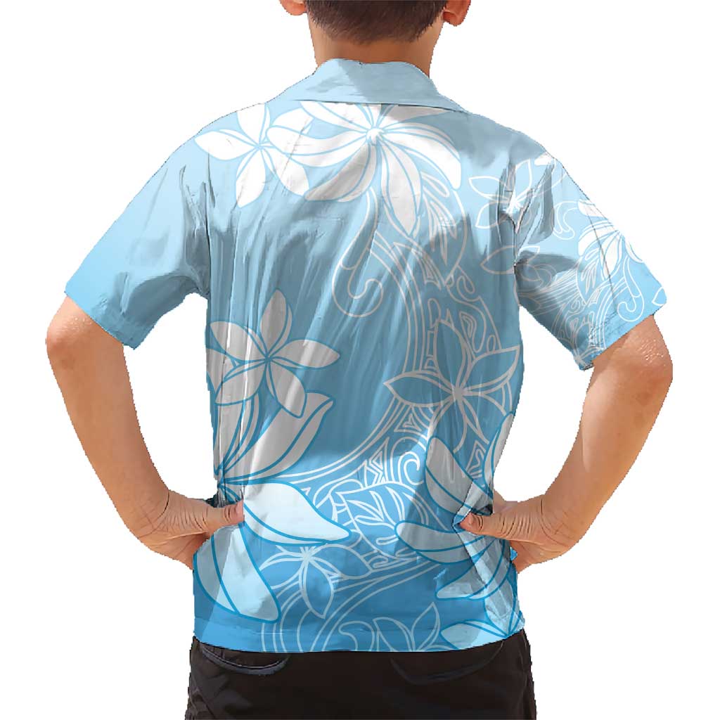 Tiare Tahiti Kid Hawaiian Shirt Blue Polynesia Motifs LT05 - Polynesian Pride