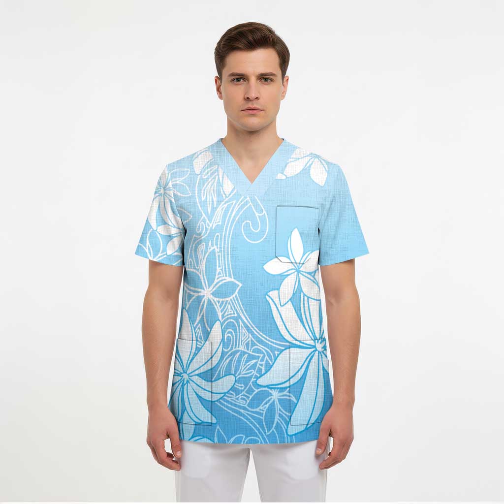 Tiare Tahiti Scrub Top Blue Polynesia Motifs - Polynesian Pride