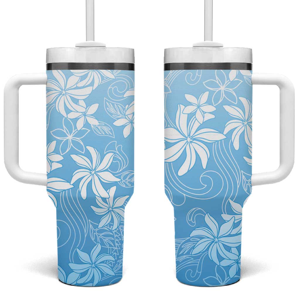 Tiare Tahiti Tumbler With Handle Blue Polynesia Motifs - Polynesian Pride