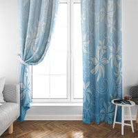 Tiare Tahiti Window Curtain Blue Polynesia Motifs - Polynesian Pride