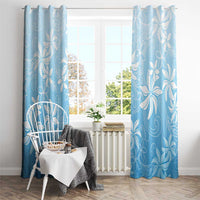 Tiare Tahiti Window Curtain Blue Polynesia Motifs - Polynesian Pride